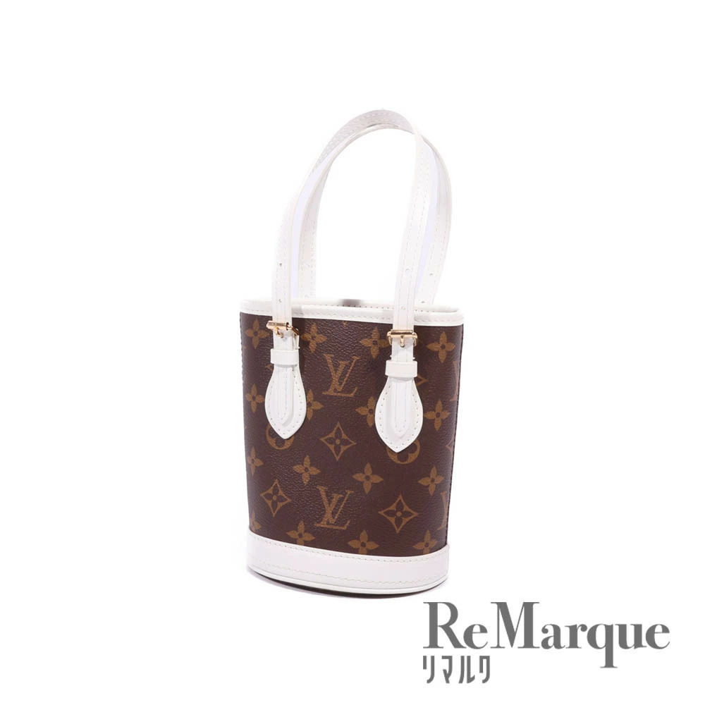 LOUIS VUITTON Monogram Bucket handbag shoulder bag brown white
